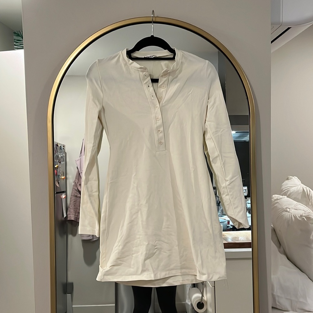 Reformation cream long sleeve Henley button up dress